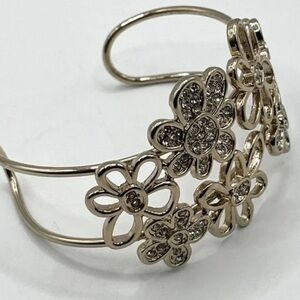 Mia Collection Floral Gem Chunky Cuff Bracelet Dark Gray